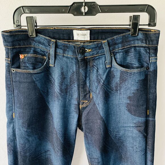 Hudson Nico Super Skinny Mid Rise Jeans Tie Dye Stretch Deno Feather Size 27 - Picture 3 of 9